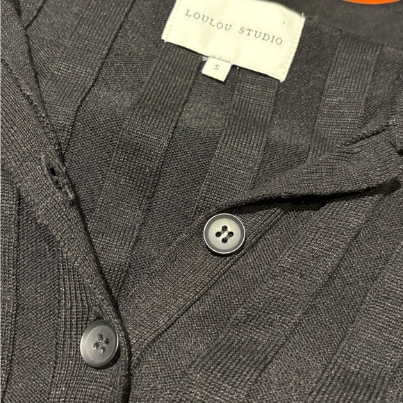 Loulou Studio Elena Black Ribbed Silk Maxi Dress - Picture 3 of 7